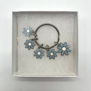 COACH Bag Charm Key Chain, NWOT, Baby Blue Daisies, Floral